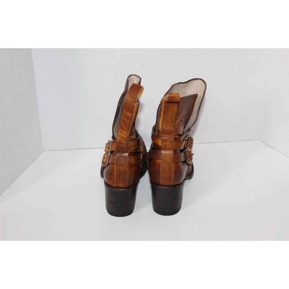 Free Bird Saint Leather Ankle Bootie Cognac Burnished Brown Boots Size 7 H13913 - Picture 9 of 12